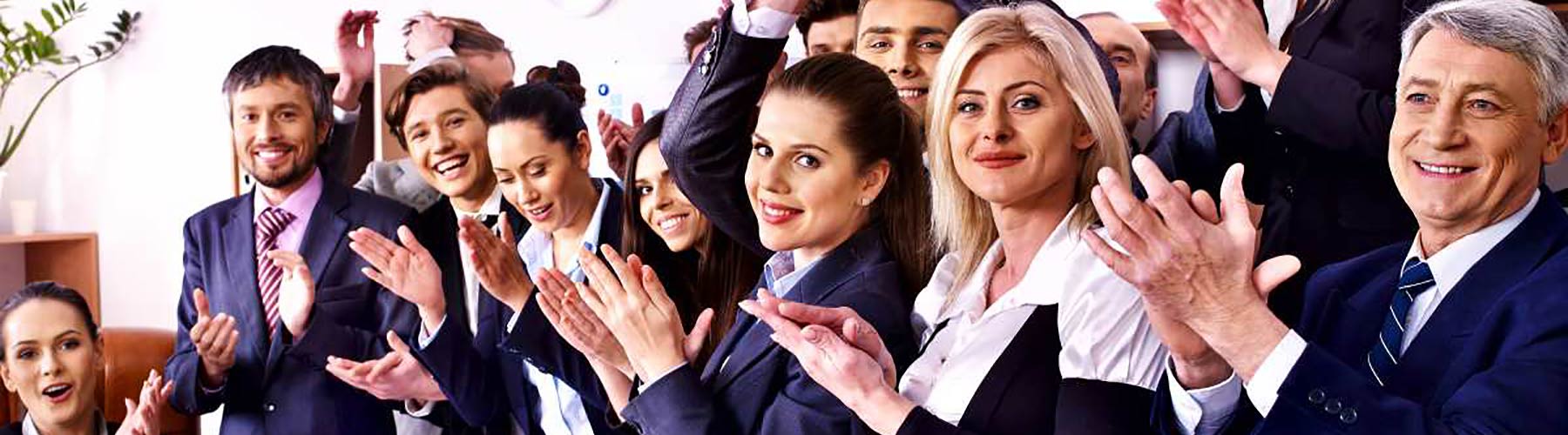 group of business people clapping